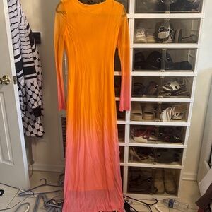 Cider Vibrant Long Sleeve Ombre Dress